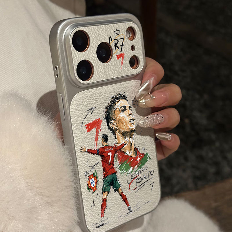Ốp lưng iPhone Họa tiết da phong cách mạ Bồ Đào Nha số 7 Ronaldo iPhone 17 16 15 14 13 12 11 Pro Max Plus Max