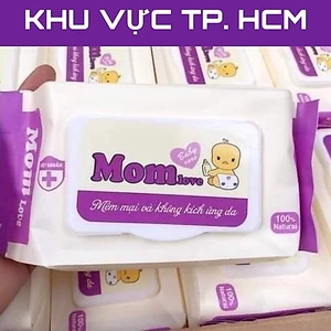 Gói khăn ướt Mom Love dùng cho các bé - An toàn, không mùi, không gây kích ứng da