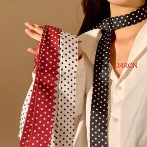 Khăn lụa dài DARON, Thắt nơ Khăn kẻ sọc kem, Dây buộc tóc in hoa đơn giản Khăn quàng cổ trang trí