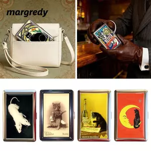 MARGREDY Kim loại, Chất liệu kim loại Thẻ cổ điển phong cách cổ điển, Thanh lịch đa chức năng Dễ dàng chụp Thiết kế đa năng Giá đỡ thẻ ID