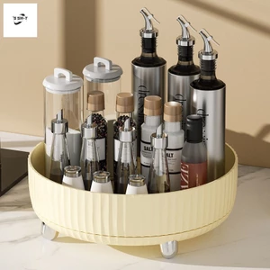 Giá đựng đồ nhà bếp bằng nhựa có thể xoay được - Dụng cụ sắp xếp gia vị để bàn đa chức năng dung tích lớn