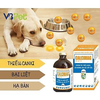 Calcimag chai 100ml Vb Pharma bổ sung canxi magie DD uống tiêm truyền chó mèo bò dê cừu ngựa heo