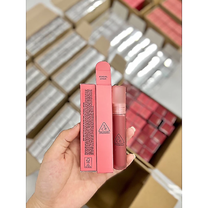 Son Kem Nhung Lì 3CE Mềm Mịn - Chất Gel Water Tint Mờ Lì Tự Nhiên, Dưỡng Ẩm Môi, Hiệu Ứng Blur Mịn Màng