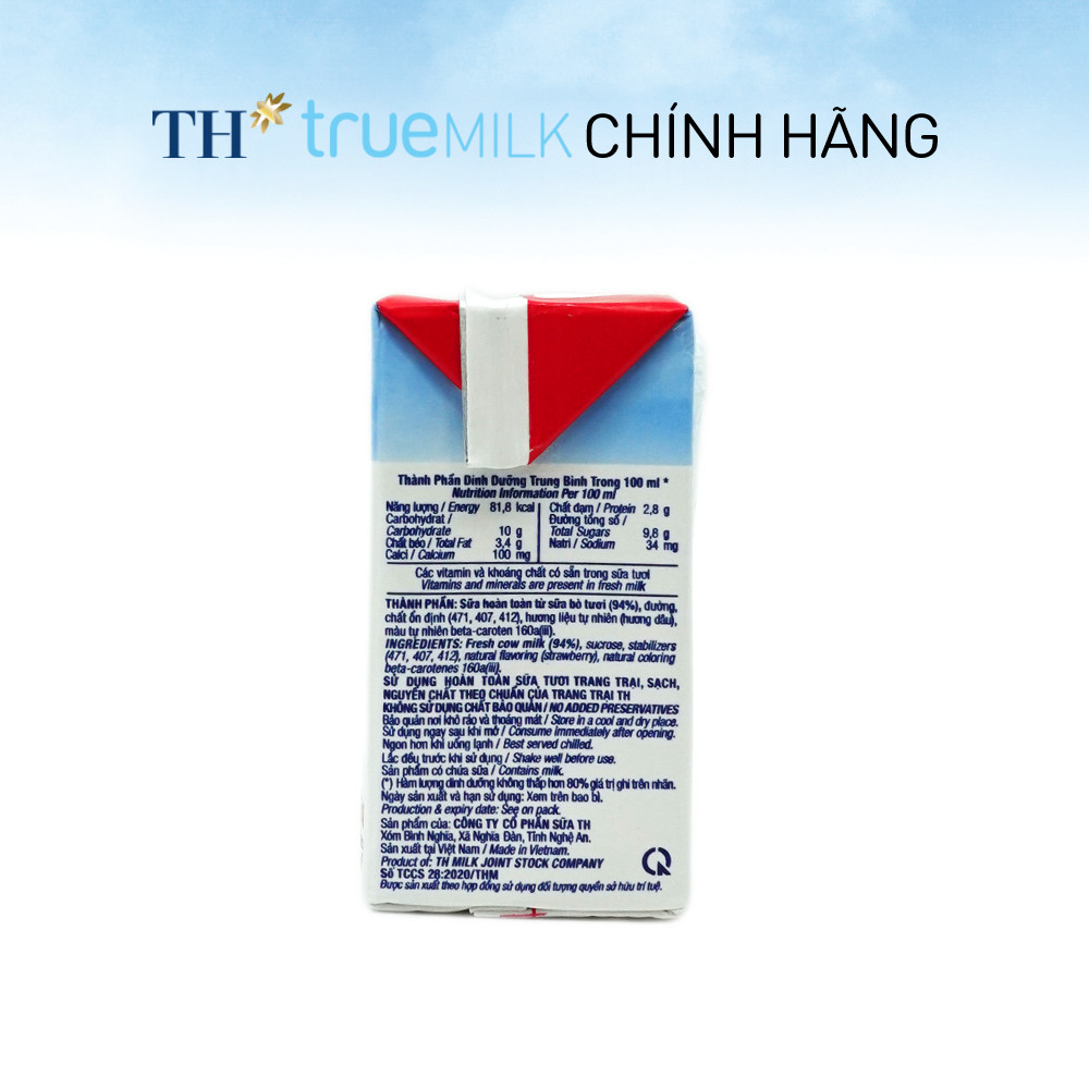 [LIVE STREAM] Thùng 48 hộp sữa tươi tiệt trùng TH true MILK hương dâu tự nhiên 110 ml (110 ml x 48)