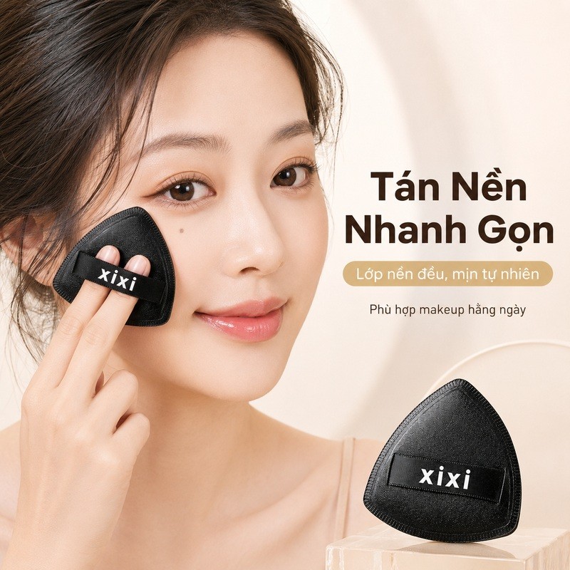 XIXI Bông Mút Tam Giác Đen Hộp 2 Miếng, Mềm Mịn Dễ Tán Nền GJ68