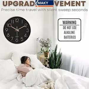MAKY 12 Inch Wall Clo Quartz Clo Hiện Đại Bắc Âu Tối Giản Nhựa Tường Clo Trang Trí Nhà VN