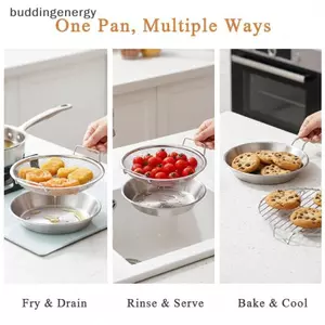 {BUDDI} Khay thoát nước tròn bằng thép không gỉ Lò nướng chảo thoát dầu an toàn Nonsti cho bữa ăn nấu ít béo {buddingenergy}