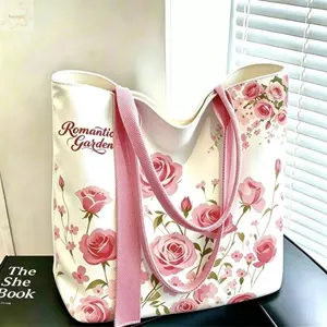 Túi Tote vải Canvas AWNGD, Túi đeo vai dung tích lớn hoa, Túi mua sắm có thể tái sử dụng nhẹ thời trang để làm việc