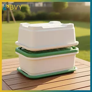 Chậu trồng rau bằng nhựa hình chữ nhật BVY có khay cho ban công trong nhà Nhà nhẹ để vận chuyển và chăm sóc dễ dàng.