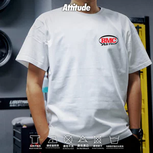Áo thun ngắn tay Cotton cao cấp 100% dáng rộng đơn giản cổ điển in logo đầu máy cổ tròn Áo thun thoải mái