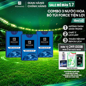 Combo 3 Nước hoa nam bỏ túi Romano Force tươi mát năng động 18ml/chai