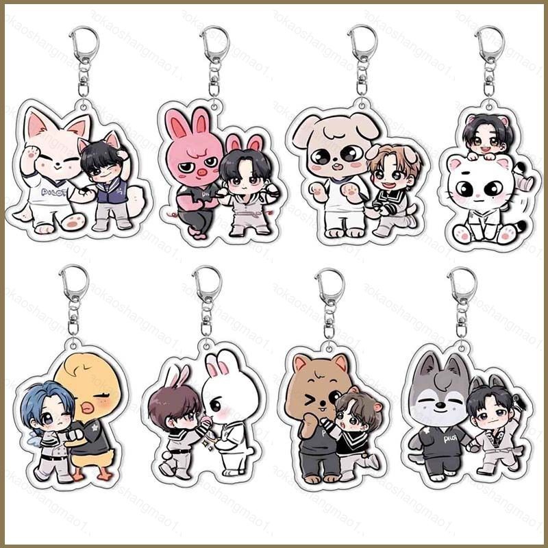 HK1 Stray Kids Acrylic Móc Khóa Sinh Viên Ba Lô Dễ Thương Mặt Dây Chuyền Bang Chan Phụ Kiện Hoạt Hình Ngoại Vi KH1