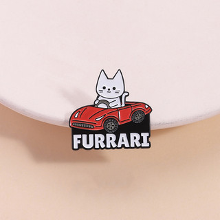 Mèo trắng dễ thương lái xe Ferrari kim loại - Bộ quà tặng cá tính cho bạn bè