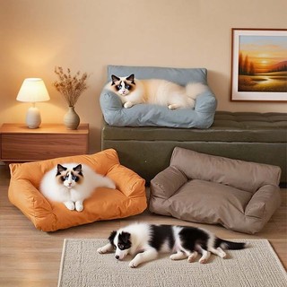 Giường Mèo Chống Trơn Trượt -Pet Sofa Giường Chống Thấm Nước Chống Mài Mòn Giả Da Chó Giường Vintage Thú Cưng Thảm Cho Chó Mèo
