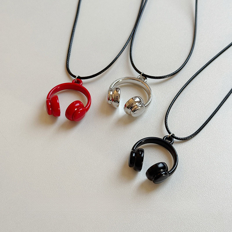 Mới Retro Tai Nghe Mặt Dây Chuyền Vòng Cổ Tính Khí Hip-hop Xu Hướng Đa Năng Vòng Cổ Trang Sức