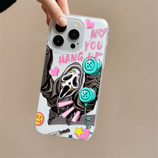 Bộ xương treo Ốp lưng hoạt hình minh họa cho iPhone 16 15 14 13 12 11 Pro Max XR X XS 7 8 Plus SE2