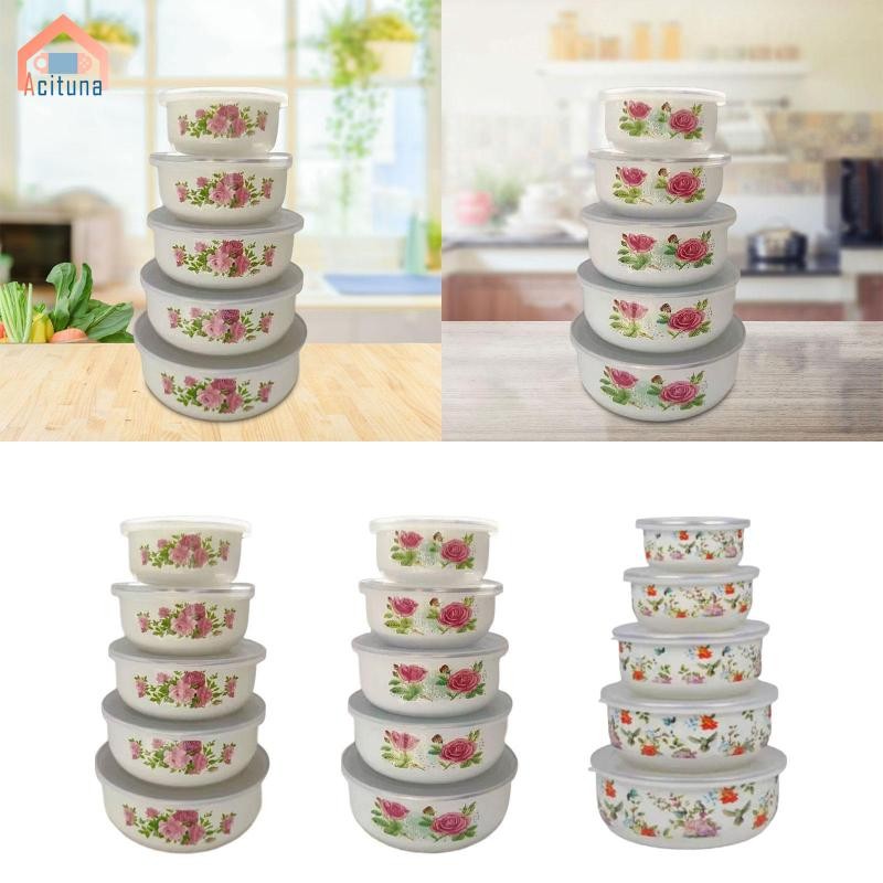 Acutuna Bộ Bát Trộn 5 Món Bát Chuẩn Bị Thực Phẩm Bát Cơm Bát Phục Vụ Thực Phẩm Bát Men Bọc Bát Canh Cho Thực Phẩm