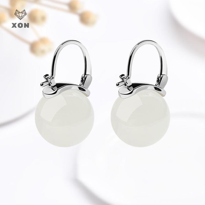 Bông tai hạt ngọc bích cổ điển, nhẹ nhàng - Trang sức thời trang cho nữ