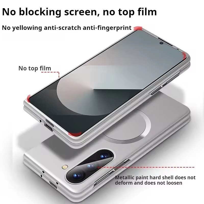 Ốp Sơn Kim Loại Siêu Mỏng Matte Cho Samsung Galaxy Z Fold 7 6 5 4 3 Nam Châm Sạc Không Dây PC Chống Sốc