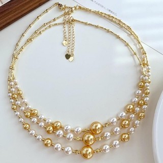 [ DAISYN ] N1045 vòng cổ ngọc trắng vàng sang trọng , dây chuyền ngọc trai nhân tạo , chuỗi hạt ngọc