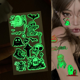 Đầu đề: Decal Hình Xăm Phát Quang Halloween Cho Người Lớn Và Trẻ Em - Thiết Kế Bí Ngô & Nhện