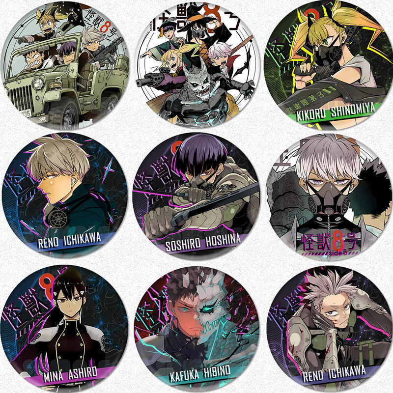 Kaiju No. 8 Huy hiệu Fanmade 58mm | Soshiro Hoshina, Reno Ichikawa, Gen Narumi Anime Sưu Tập