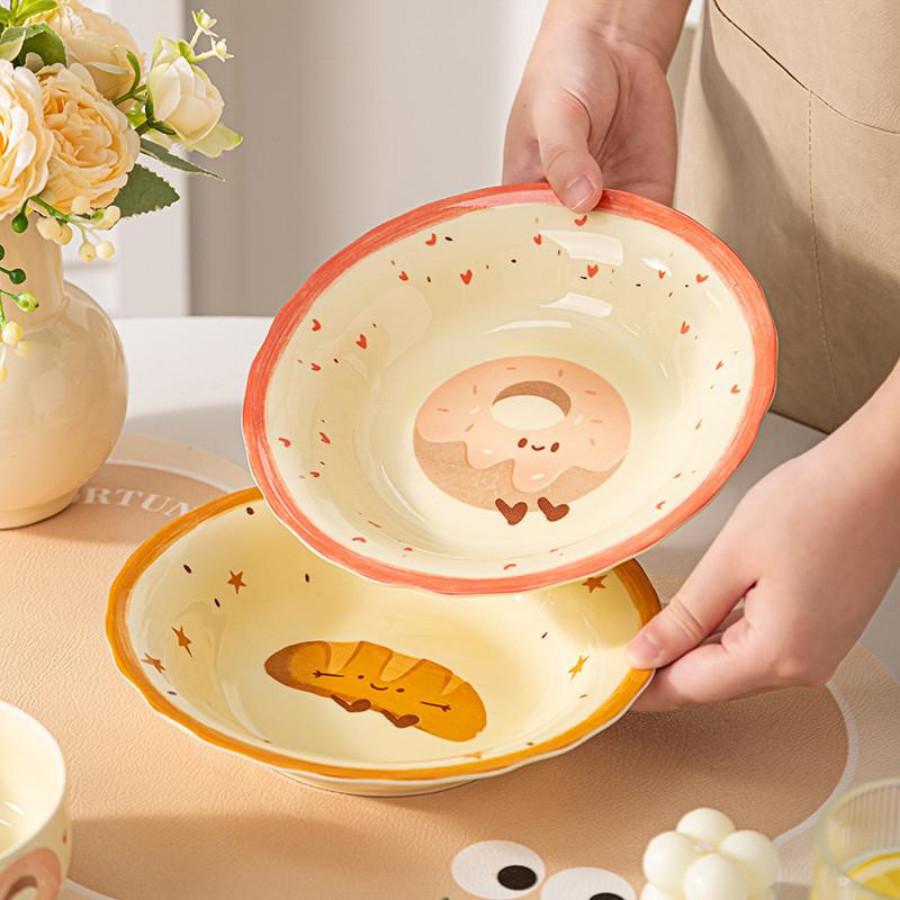 Đĩa Sứ Tráng Men Cao Cấp, Đĩa Sứ In Hình Dễ Thương SET020