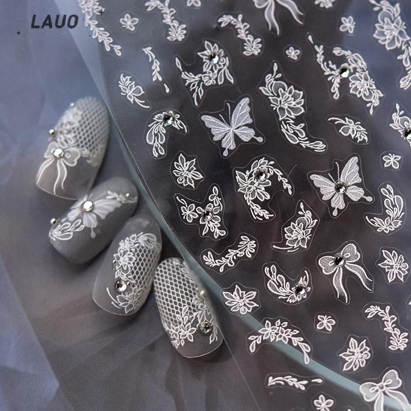 Springevenstar Nơ Hoa Decal Móng Tay Siêu Mỏng Tự Dính Trang Trí DIY