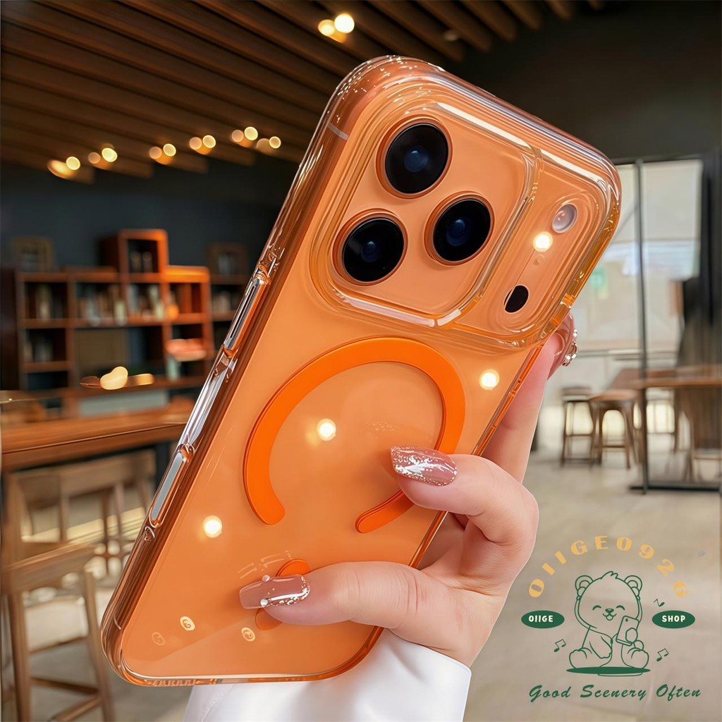 【 Ốp lưng iPhone17 】 Vỏ điện thoại thu hút từ tính chất lượng cao màu cam iphone 17 Pro Max 16 15 14 cho vỏ iPhone Vỏ cứng PC chống sốc