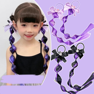 Phim hoạt hình Series Dây buộc tóc giả màu tím có giá trị cao cho trẻ em, Độ đàn hồi cao, Phụ kiện tóc giả Kuromi dễ thương