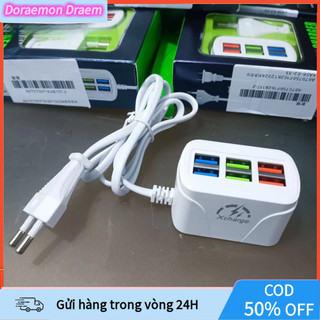 Củ Sạc Nhanh 6 Cổng USB A53 Cốc Sạc Đa Năng Chống Cháy Nổ Kèm Dây Nối Dài Chất Liệu ABS, Phổ Biến Và Phù Hợp Với Tất Cả