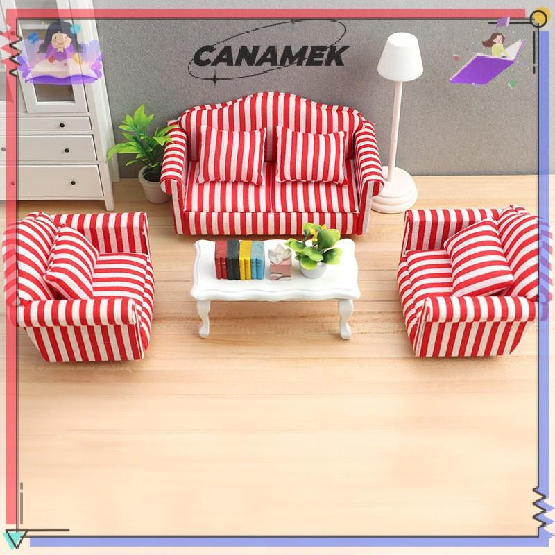 CANAMEK 1 / 12 Nhà Búp Bê Mô Phỏng Sofa Mô Hình Búp Bê Nhà Thu Nhỏ Đơn / Đôi Sofa Phòng Khách Trang Trí Nội Thất Micro Cảnh Đạo Cụ CSF