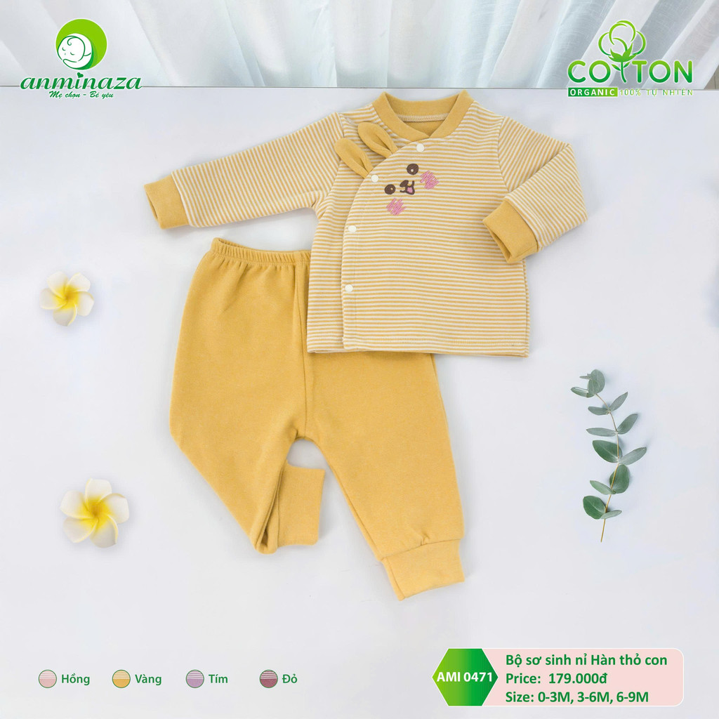 Bộ Nỉ Sơ Sinh Bé Gái 1 Lớp Siêu Nhẹ Mềm Mại Ấm Áp - Hàng Chính Hãng AMI0471