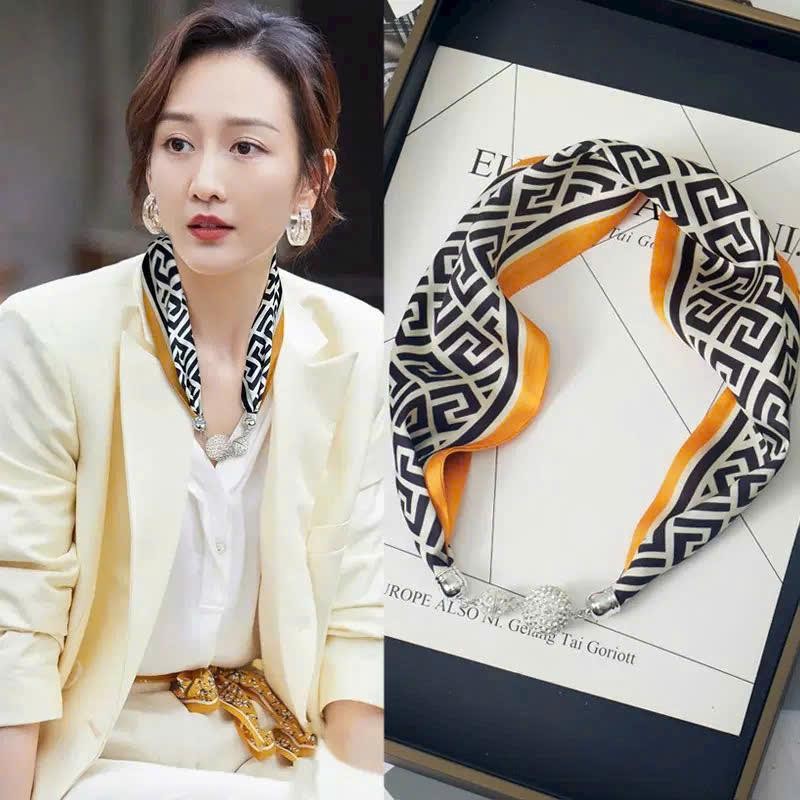 Khăn Lụa Khóa Nam Châm Kiểu Vòng Cổ Cho Nữ Xuân Thu Hè 2024 Thời Trang Mới Bảo Vệ Cổ Trang Trí Khăn Quàng Cổ Nhỏ