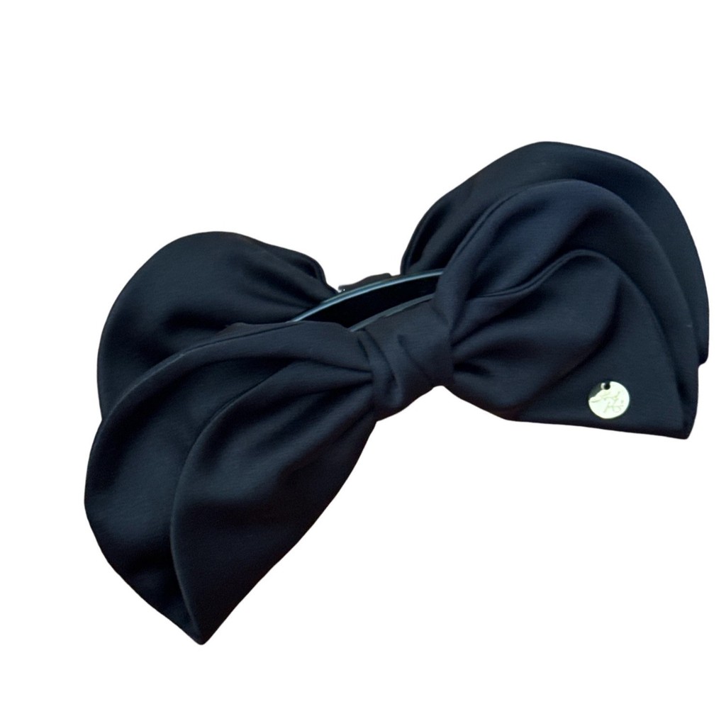 Kẹp tóc nơ Satin màu đen cho nữ Kẹp chuối