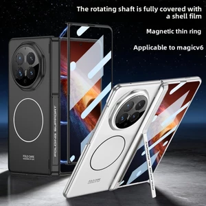 Vòng từ tính Bản lề trọn gói có giá đỡ Kính bảo vệ tích hợp Vỏ chắc chắn cho Honor Magic V6 V5 Vỏ bảo vệ ống kính