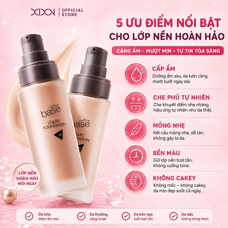 Kem Nền Che Phủ Cao XIXI Mỏng Nhẹ Tự Nhiên, Lâu Trôi 12H, Kiềm Dầu Không Mốc Cho Mọi Loại Da D269