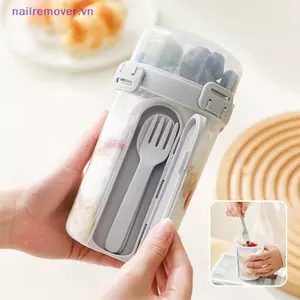 600ML Salad Bột Yến Mạch Cốc Ăn Sáng Đôi Cốc Ngũ Cốc Hạt Sữa Chua Bộ Hộp Đựng Có Giá Đỡ Thay Đồ Nĩa Chuẩn Bị Bữa Ăn MỚI