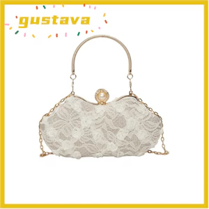 Túi tiệc GUSTAVA, Túi hoa ren hoa Polyester, Túi đeo vai dây chuyền ren thời trang dành cho nữ
