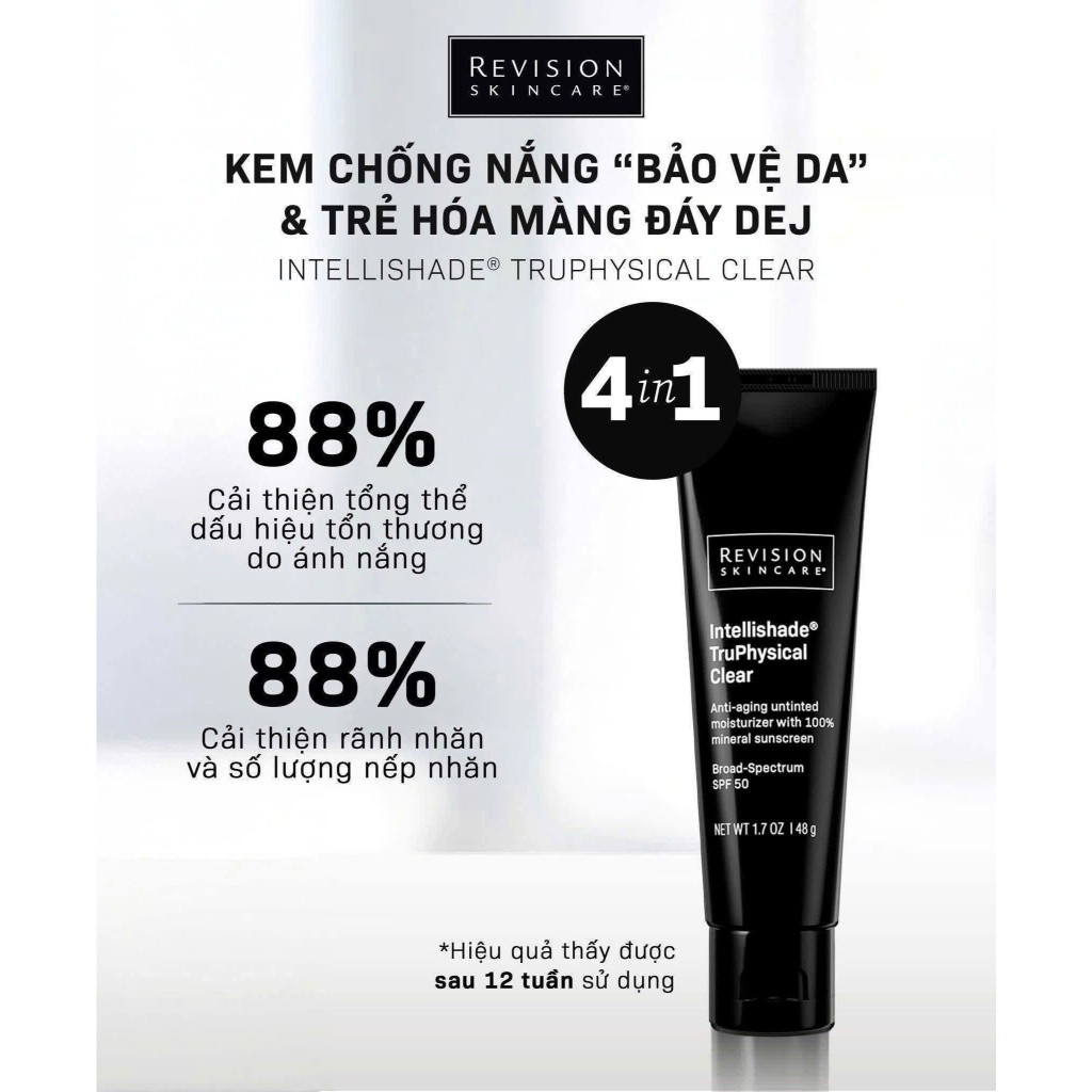 [HÀNG CÔNG TY] Kem Chống Nắng Revision IntelliShade TruPhysical Clear SPF 50 | Kem Chống Nắng Vật Lý Công Nghệ Màng Đáy