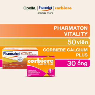 Bộ 1 Thực Phẩm Bảo Vệ Sức Khỏe Pharmaton Vitality Dạng Vỉ Hộp 50 Viên + Thực phẩm BVSK Corbiere Calcium Plus
