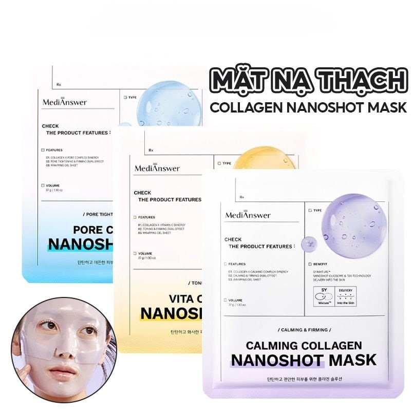 [HÀNG CÔNG TY] Mặt Nạ Thạch Vàng MediAnswer Vita Collagen Mask 35g Hộp 5 Miếng Chống Lão Hóa Dưỡng Trắng