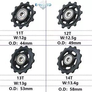 E-WOITD 11T 12T 13T 14T Vòng bi Xe đạp Bánh xe dẫn hướng phía sau Xe đạp đường trường Joey Derailleur Con lăn ròng rọc cho bộ sửa chữa Sram E-WOITD
