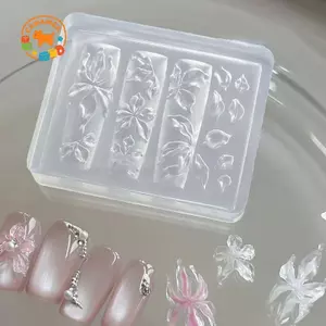 CANAMEK 1 Chiếc Hoa Lily Hoa Biển Vỏ Conch San Hô Sao Biển 3D Acrylic Móng Tay Khuôn Trang Trí Móng Tay DIY Silicone Làm Móng Tay Khuôn Móng Tay Nghệ Thuật Khuôn CSF