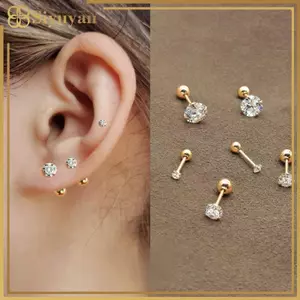 Siyuyan 1 Cái 4 Prong Bông Tai Đính Kim Cương Giả Dành Cho Nữ / Nam Tragus Sụn Tiêu Chuẩn Lobe Xuyên Trang Sức Quà Tặng VN