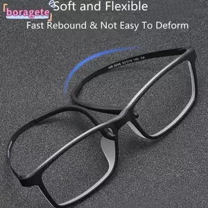 Kính mắt doanh nhân BORAGETE, Kính đọc sách chống ánh sáng xanh siêu nhẹ bằng titan nguyên chất, Kính mắt thể thao chặn màu xanh di động Bảo vệ mắt quang học Kính mắt nam
