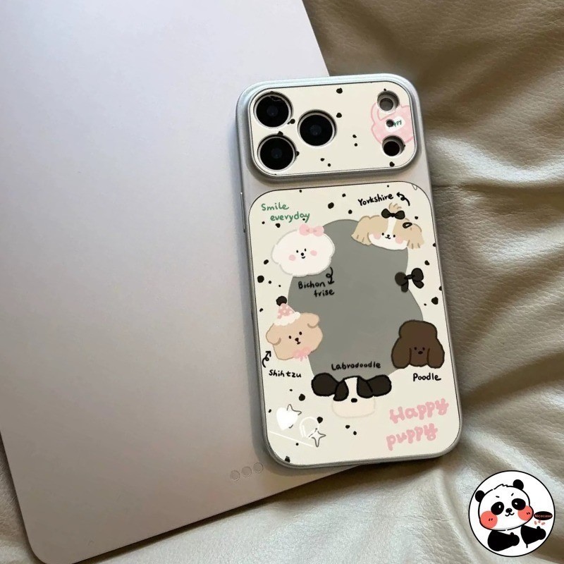 Ốp Điện Thoại Gương Chú Chó Con Dễ Thương Cho Redmi R70M 15A 15R 12 12C 12R 11A 10 10A 10C 9T 9 Power 9A 9C NFC 9i Prime K50i 5G 4G Vỏ Sang Trọng Hoạt Hình Chó Ins Phong Cách Vỏ Mềm
