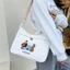 Túi đeo vai FUHUIOT Dachshund, Túi đeo chéo vải nhung thêu hoạt hình, Màu trơn đa năng Phong cách Hàn Quốc Dây kéo đóng cửa Túi xách nữ nữ