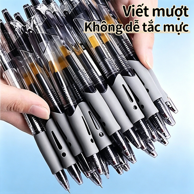 Bút gel đen xanh đỏ ngòi 0.5mm viết mượt nhanh khô không lem thay ngòi cho học sinh văn phòng