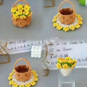 Đề Nghị Hoa Hồng Hạt Cải Hoa Coaster Dệt Tự Làm Chất Liệu Gói Móc Handmade Quà Tặng Lily Của Thung lũng Chăn Làm